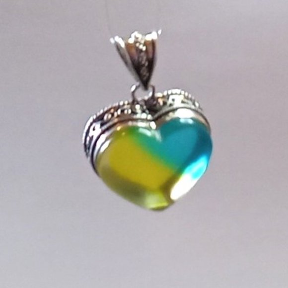 Bi-Color Tourmaline Heart Pendant ‎ 1.76" - Picture 3 of 3